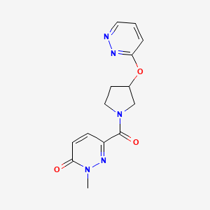 molecular formula C14H15N5O3 B2651304 2-甲基-6-(3-(哒嗪-3-氧基)吡咯烷-1-羰基)哒嗪-3(2H)-酮 CAS No. 2034433-85-5