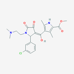 molecular formula C23H26ClN3O5 B265131 methyl 4-({2-(3-chlorophenyl)-1-[2-(dimethylamino)ethyl]-4-hydroxy-5-oxo-2,5-dihydro-1H-pyrrol-3-yl}carbonyl)-3,5-dimethyl-1H-pyrrole-2-carboxylate 