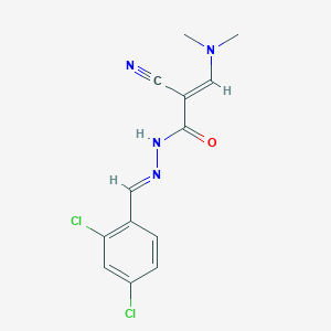 molecular formula C13H12Cl2N4O B2651318 2-cyano-N'-[(2,4-dichlorophenyl)methylene]-3-(dimethylamino)acrylohydrazide CAS No. 343376-13-6
