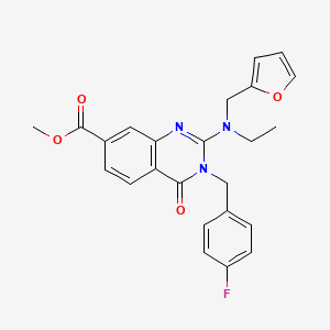 molecular formula C24H22FN3O4 B2651326 Methyl 2-(ethyl(furan-2-ylmethyl)amino)-3-(4-fluorobenzyl)-4-oxo-3,4-dihydroquinazoline-7-carboxylate CAS No. 1251584-93-6