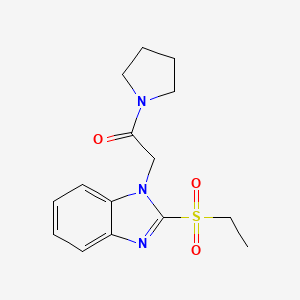 molecular formula C15H19N3O3S B2651331 2-(2-(ethylsulfonyl)-1H-benzo[d]imidazol-1-yl)-1-(pyrrolidin-1-yl)ethanone CAS No. 886923-75-7