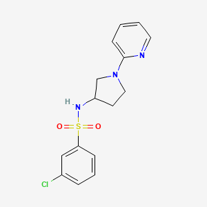 molecular formula C15H16ClN3O2S B2651332 3-chloro-N-[1-(pyridin-2-yl)pyrrolidin-3-yl]benzene-1-sulfonamide CAS No. 1795471-40-7