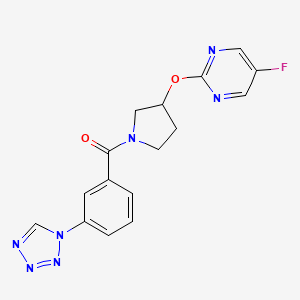 molecular formula C16H14FN7O2 B2651341 (3-(1H-tetrazol-1-yl)phenyl)(3-((5-fluoropyrimidin-2-yl)oxy)pyrrolidin-1-yl)methanone CAS No. 2034295-68-4