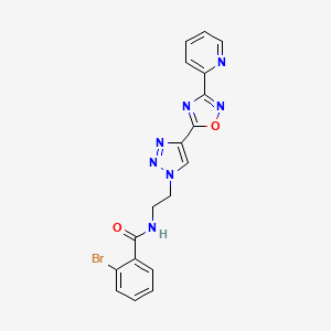 molecular formula C18H14BrN7O2 B2651342 2-bromo-N-(2-(4-(3-(pyridin-2-yl)-1,2,4-oxadiazol-5-yl)-1H-1,2,3-triazol-1-yl)ethyl)benzamide CAS No. 2034589-80-3