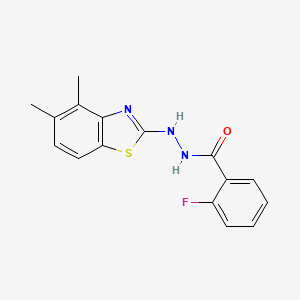 molecular formula C16H14FN3OS B2651345 N'-(4,5-dimethyl-1,3-benzothiazol-2-yl)-2-fluorobenzohydrazide CAS No. 851980-64-8