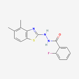 molecular formula C16H14FN3OS B2651345 N'-(4,5-dimethylbenzo[d]thiazol-2-yl)-2-fluorobenzohydrazide CAS No. 851980-64-8