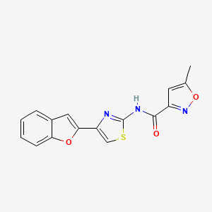 molecular formula C16H11N3O3S B2651355 N-(4-(benzofuran-2-yl)thiazol-2-yl)-5-methylisoxazole-3-carboxamide CAS No. 941954-41-2
