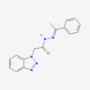 molecular formula C16H15N5O B2651360 2-(1H-benzotriazol-1-yl)-N'-[(1E)-1-phenylethylidene]acetohydrazide CAS No. 294649-46-0