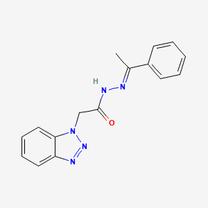 molecular formula C16H15N5O B2651360 2-(1H-苯并三唑-1-基)-N'-[(1E)-1-苯乙烯基]乙酰肼 CAS No. 294649-46-0