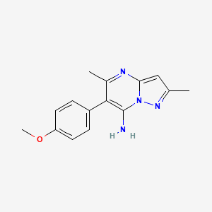 molecular formula C15H16N4O B2651369 6-(4-Methoxyphenyl)-2,5-dimethylpyrazolo[1,5-a]pyrimidin-7-amine CAS No. 85841-11-8
