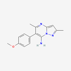 molecular formula C15H16N4O B2651369 6-(4-甲氧基苯基)-2,5-二甲基吡唑并[1,5-a]嘧啶-7-胺 CAS No. 85841-11-8