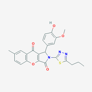 molecular formula C24H21N3O5S B265137 1-(4-Hydroxy-3-methoxyphenyl)-7-methyl-2-(5-propyl-1,3,4-thiadiazol-2-yl)-1,2-dihydrochromeno[2,3-c]pyrrole-3,9-dione 