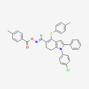 1-(4-chlorophenyl)-5-({[(4-methylbenzoyl)oxy]imino}methyl)-4-[(4-methylphenyl)sulfanyl]-2-phenyl-6,7-dihydro-1H-indole