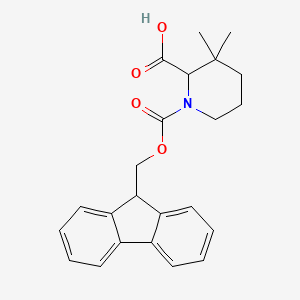 molecular formula C23H25NO4 B2651372 1-{[(9H-fluoren-9-yl)methoxy]carbonyl}-3,3-dimethylpiperidine-2-carboxylic acid CAS No. 1697232-27-1