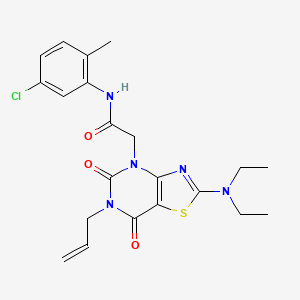 molecular formula C21H24ClN5O3S B2651373 methyl 2-({3-[4-ethyl-5-(ethylthio)-4H-1,2,4-triazol-3-yl]-1-methyl-1,4,6,7-tetrahydro-5H-pyrazolo[4,3-c]pyridin-5-yl}sulfonyl)benzoate CAS No. 1029785-20-3