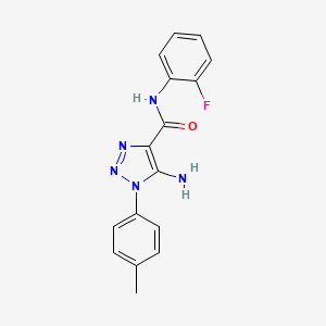 molecular formula C16H14FN5O B2651376 5-amino-N-(2-fluorophenyl)-1-(p-tolyl)-1H-1,2,3-triazole-4-carboxamide CAS No. 950254-40-7