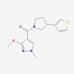 molecular formula C14H17N3O2S B2651378 (3-methoxy-1-methyl-1H-pyrazol-4-yl)(3-(thiophen-3-yl)pyrrolidin-1-yl)methanone CAS No. 2194909-55-0