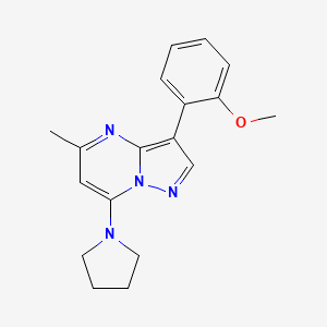 molecular formula C18H20N4O B2651381 3-(2-Methoxyphenyl)-5-methyl-7-(pyrrolidin-1-yl)pyrazolo[1,5-a]pyrimidine CAS No. 902321-83-9