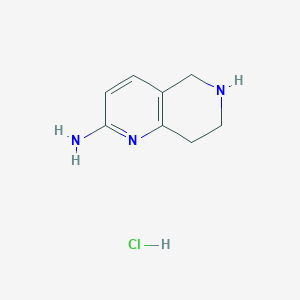 molecular formula C8H12ClN3 B2651392 5,6,7,8-四氢-1,6-萘啶-2-胺盐酸盐 CAS No. 2247849-93-8