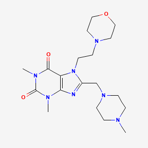 molecular formula C19H31N7O3 B2651397 1,3-Dimethyl-8-[(4-methylpiperazin-1-yl)methyl]-7-(2-morpholin-4-ylethyl)purine-2,6-dione CAS No. 573946-55-1