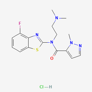 molecular formula C16H19ClFN5OS B2651403 N-(2-(dimethylamino)ethyl)-N-(4-fluorobenzo[d]thiazol-2-yl)-1-methyl-1H-pyrazole-5-carboxamide hydrochloride CAS No. 1189696-80-7