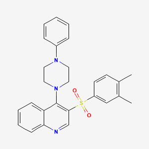 molecular formula C27H27N3O2S B2651408 3-((3,4-Dimethylphenyl)sulfonyl)-4-(4-phenylpiperazin-1-yl)quinoline CAS No. 867040-44-6