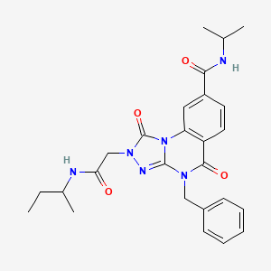 molecular formula C26H30N6O4 B2651410 4-benzyl-2-(2-(sec-butylamino)-2-oxoethyl)-N-isopropyl-1,5-dioxo-1,2,4,5-tetrahydro-[1,2,4]triazolo[4,3-a]quinazoline-8-carboxamide CAS No. 1105230-73-6