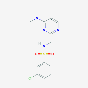 molecular formula C13H15ClN4O2S B2651417 3-chloro-N-((4-(dimethylamino)pyrimidin-2-yl)methyl)benzenesulfonamide CAS No. 1798032-91-3