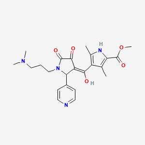 molecular formula C23H28N4O5 B2651419 methyl 4-[(E)-[1-[3-(dimethylamino)propyl]-4,5-dioxo-2-pyridin-4-ylpyrrolidin-3-ylidene]-hydroxymethyl]-3,5-dimethyl-1H-pyrrole-2-carboxylate CAS No. 843617-12-9