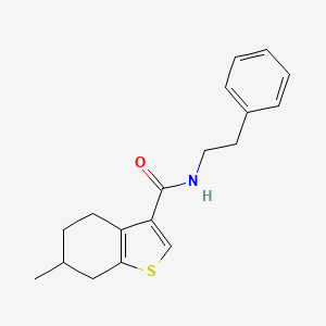 molecular formula C18H21NOS B2651420 6-methyl-N-(2-phenylethyl)-4,5,6,7-tetrahydro-1-benzothiophene-3-carboxamide CAS No. 868153-86-0