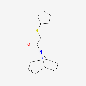 molecular formula C14H21NOS B2651433 1-((1R,5S)-8-azabicyclo[3.2.1]oct-2-en-8-yl)-2-(cyclopentylthio)ethanone CAS No. 1797892-38-6