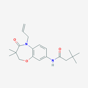 molecular formula C20H28N2O3 B2651435 N-(5-烯丙基-3,3-二甲基-4-氧代-2,3,4,5-四氢苯并[b][1,4]恶唑杂环-8-基)-3,3-二甲基丁酰胺 CAS No. 921869-51-4