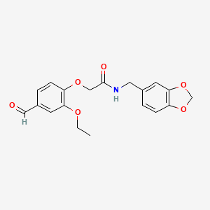 molecular formula C19H19NO6 B2651443 N-(1,3-苯并二氧杂环-5-基甲基)-2-(2-乙氧基-4-甲酰基苯氧基)乙酰胺 CAS No. 1090831-94-9