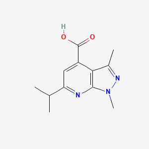 molecular formula C12H15N3O2 B2651447 1,3-dimethyl-6-(propan-2-yl)-1H-pyrazolo[3,4-b]pyridine-4-carboxylic acid CAS No. 929973-66-0