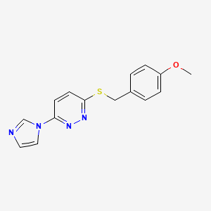 molecular formula C15H14N4OS B2651449 3-(1H-imidazol-1-yl)-6-((4-methoxybenzyl)thio)pyridazine CAS No. 1334371-29-7