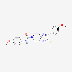 molecular formula C23H26N4O3S B2651459 N,2-bis(4-methoxyphenyl)-3-(methylthio)-1,4,8-triazaspiro[4.5]deca-1,3-diene-8-carboxamide CAS No. 894886-78-3