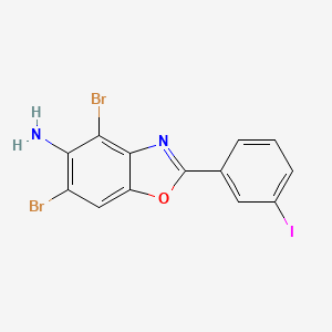 molecular formula C13H7Br2IN2O B2651466 4,6-Dibromo-2-(3-iodophenyl)-1,3-benzoxazol-5-amine CAS No. 586996-09-0