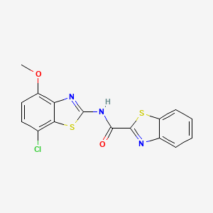 molecular formula C16H10ClN3O2S2 B2651467 N-(7-chloro-4-methoxybenzo[d]thiazol-2-yl)benzo[d]thiazole-2-carboxamide CAS No. 886947-86-0