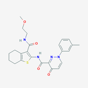 molecular formula C24H26N4O4S B265147 N-{3-[(2-methoxyethyl)carbamoyl]-4,5,6,7-tetrahydro-1-benzothiophen-2-yl}-1-(3-methylphenyl)-4-oxo-1,4-dihydropyridazine-3-carboxamide 