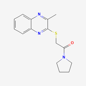 molecular formula C15H17N3OS B2651482 2-(3-Methylquinoxalin-2-ylthio)-1-pyrrolidinylethan-1-one CAS No. 521318-58-1
