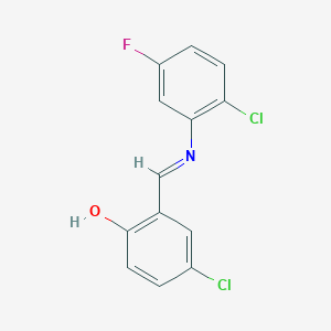 molecular formula C13H8Cl2FNO B2651484 4-chloro-2-{(E)-[(2-chloro-5-fluorophenyl)imino]methyl}phenol CAS No. 1224018-77-2