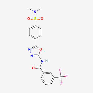 molecular formula C18H15F3N4O4S B2651494 N-(5-(4-(N,N-dimethylsulfamoyl)phenyl)-1,3,4-oxadiazol-2-yl)-3-(trifluoromethyl)benzamide CAS No. 1172260-06-8