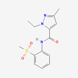 molecular formula C14H17N3O3S B2651508 1-ethyl-3-methyl-N-(2-(methylsulfonyl)phenyl)-1H-pyrazole-5-carboxamide CAS No. 1171654-36-6