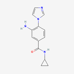 molecular formula C13H14N4O B2651510 3-amino-N-cyclopropyl-4-(1H-imidazol-1-yl)benzamide CAS No. 924851-82-1