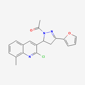 molecular formula C19H16ClN3O2 B2651512 1-(5-(2-chloro-8-methylquinolin-3-yl)-3-(furan-2-yl)-4,5-dihydro-1H-pyrazol-1-yl)ethanone CAS No. 797764-65-9