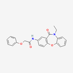 molecular formula C23H20N2O4 B2651528 N-(10-乙基-11-氧代-10,11-二氢二苯并[b,f][1,4]恶氮杂卓-2-基)-2-苯氧基乙酰胺 CAS No. 922081-69-4