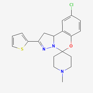 molecular formula C19H20ClN3OS B2651541 9-Chloro-1'-methyl-2-thiophen-2-ylspiro[1,10b-dihydropyrazolo[1,5-c][1,3]benzoxazine-5,4'-piperidine] CAS No. 676528-62-4