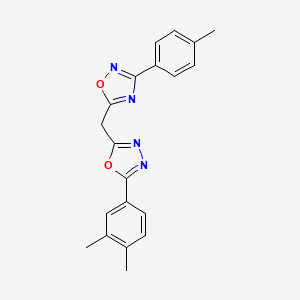 molecular formula C20H18N4O2 B2651542 5-((5-(3,4-Dimethylphenyl)-1,3,4-oxadiazol-2-yl)methyl)-3-(p-tolyl)-1,2,4-oxadiazole CAS No. 1251558-52-7