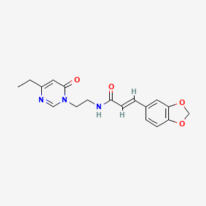 (E)-3-(benzo[d][1,3]dioxol-5-yl)-N-(2-(4-ethyl-6-oxopyrimidin-1(6H)-yl)ethyl)acrylamide