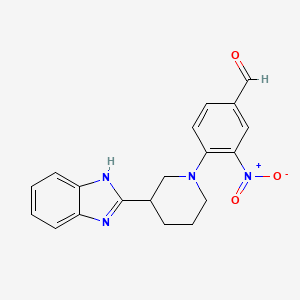 molecular formula C19H18N4O3 B2651576 4-[3-(1H-benzimidazol-2-yl)piperidin-1-yl]-3-nitrobenzaldehyde CAS No. 930036-14-9